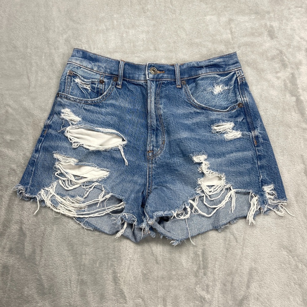 American Eagle Shorts Womens 6 Blue Denim 90s Boyfriend High Rise Distressed